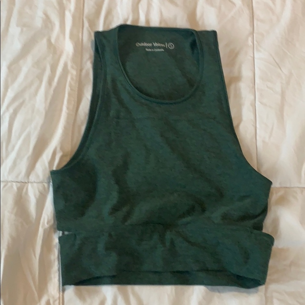 Outdoor voices forest green crop bra